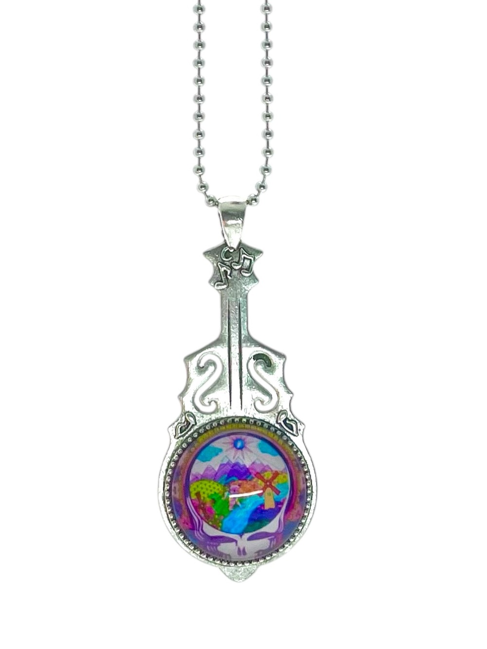 Grateful Dead Inspired Scenic Guitar Pendant Necklace – Colorful Music Festival